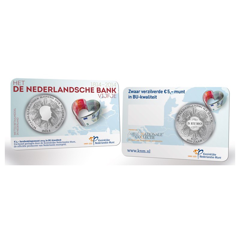 Nederland 2014 5 euro de Ned. Bank Bu in coincard