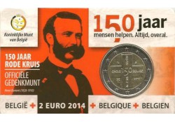2 Euro België 2014 150 jaar rode kruis in coincard Waals