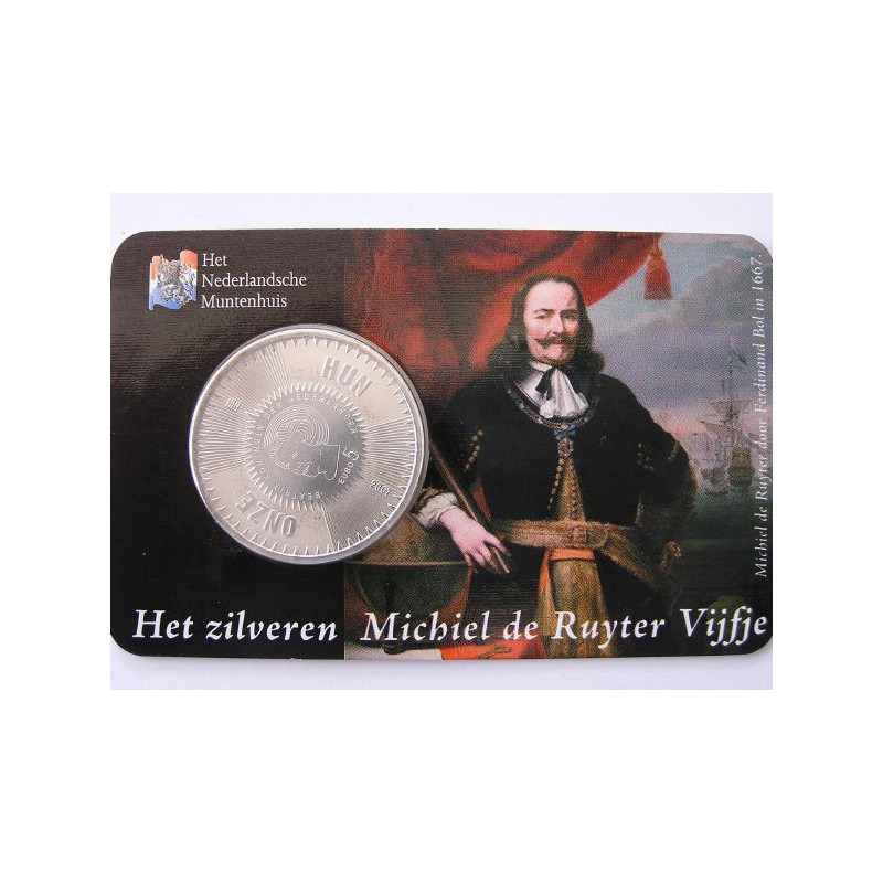 Nederland 2007 5 euro Michiel de Ruyter. Unc In Coincard Uitg. H