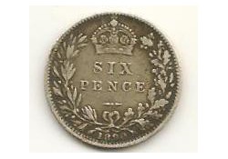 Km 760 Groot Britannië 6 Pence 1890 Zf