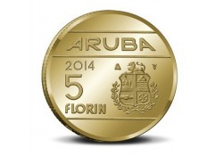 5 Florin Aruba 2014  UNC Dubbelportret Willem-Alexander & Maxima