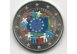 2 Euro Luxemburg 2015 Unc Europese Vlag Gekleurd