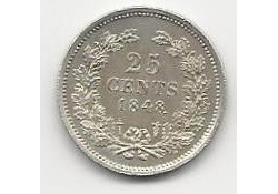 25 Cent Nederland 1848 met punt,  WIllem II  Fdc-
