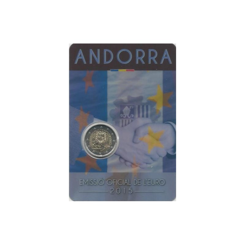 2 Euro Andorra 2015 25 jaar douaneovereenkomst met Eu Bu in blister 