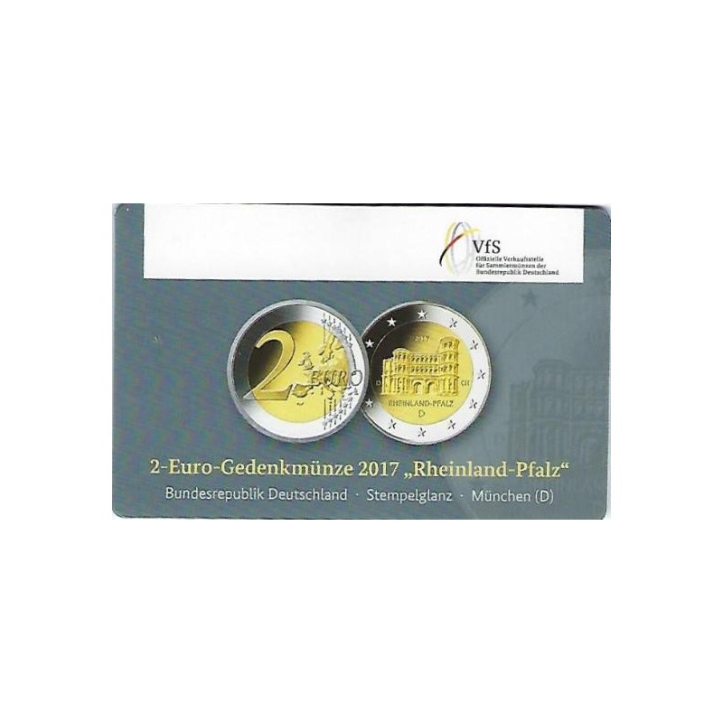 2 Euro Duitsland 2017 D Rijnlands Palts Unc in coincard