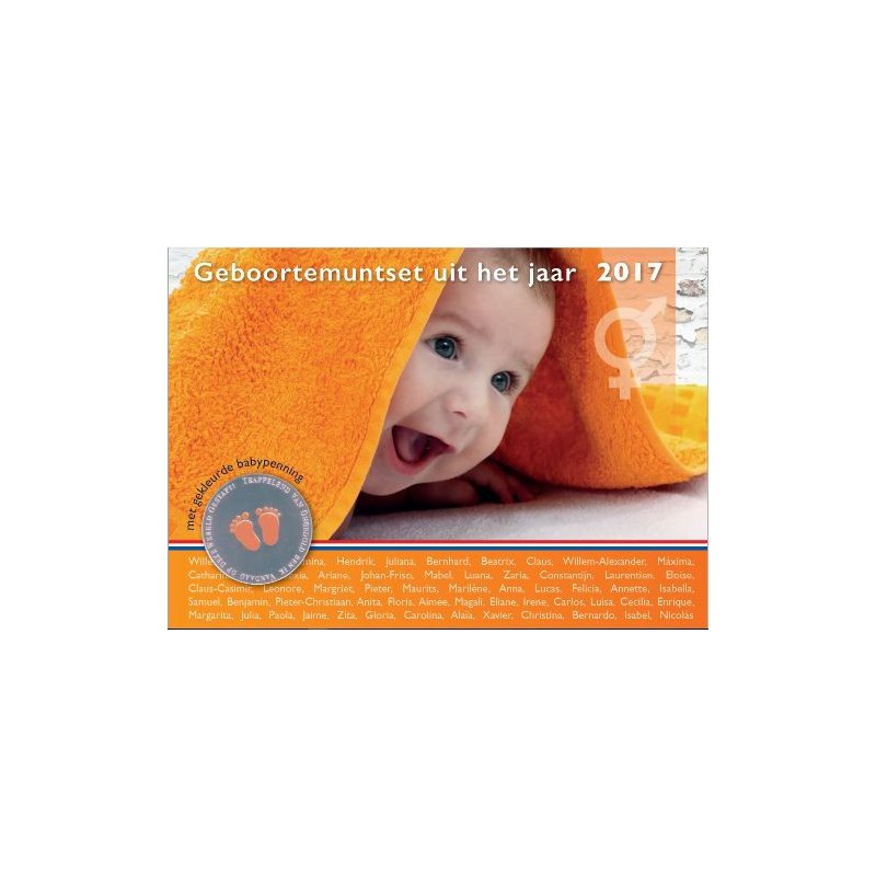 Babyset 2017 Oranje met gekleurde penning Voorverkoop*