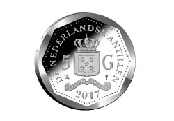 5 Gulden Nederlandse Antillen 2017 Proof zilver Rode Kruis Voorverkoop*
