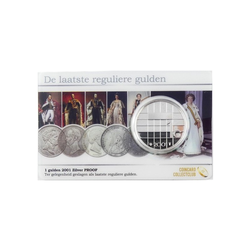 Nederland 2001 De laatste reguliere gulden zilver Proof in coincard