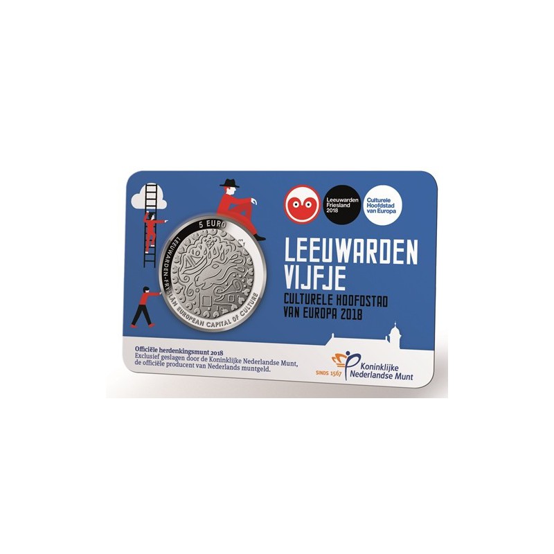 Nederland 2018 5 Euro Leeuwarden Culturele stad van Europa in coincard Unc Voorverkoop*