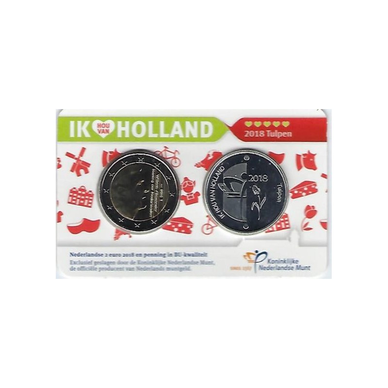 Nederland 2018 Holland coin Fair coincard thema tulpen Met zilveren penning