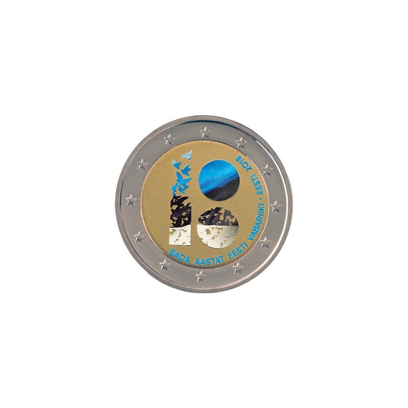 2 Euro Estland 2018 100 jaar republiek Gekleurd