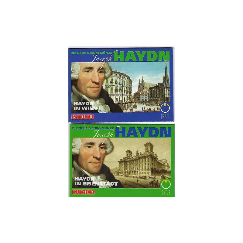 5 Euro Oostenrijk 2009, Haydn in blister Hayden in Eisenstadt Un Wien (2 stuks)