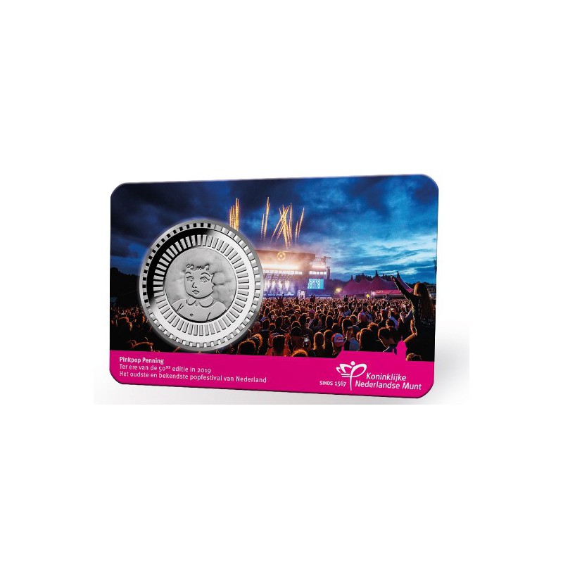 Nederland 2019 50 jaar Pinkpop Penning in coincard.