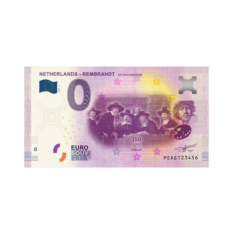0 Euro biljet Nederland 2019 - Rembrandt De Staalmeesters