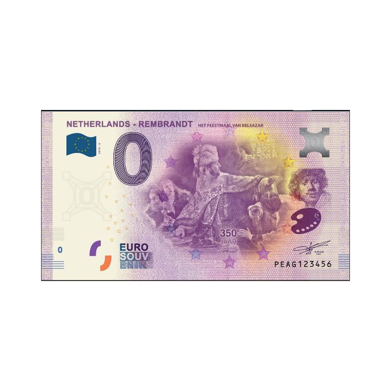 0 Euro biljet Nederland 2019 - Rembrandt Het Feestmaal van Belsazar