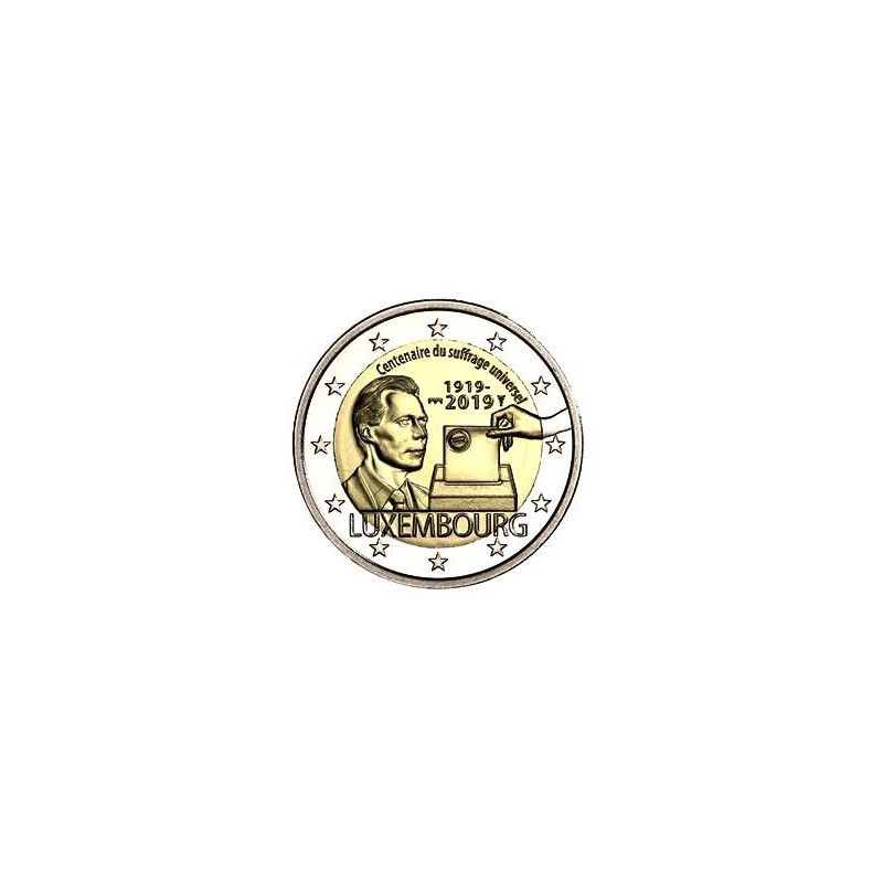 2 euro Luxemburg 2019 100 jaar Stemrecht Unc met muntteken Servaas
