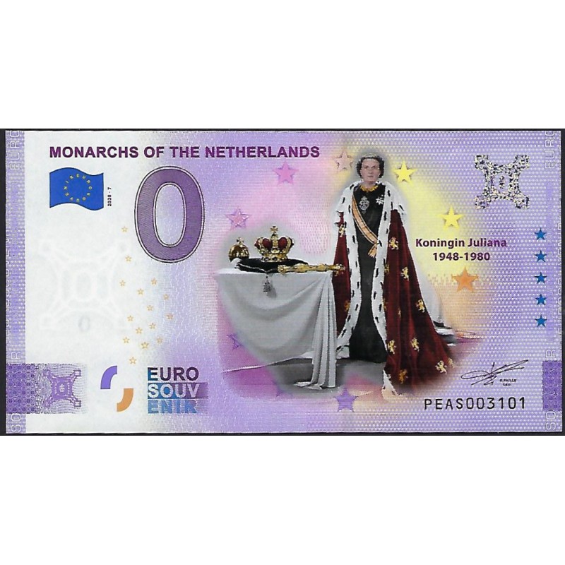 Euro Biljet Nederland Monarchs Of The Netherlands Koningin Juliana Gekleurd
