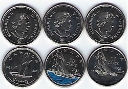 Canada 10 cents 2021 (3 verschillende)