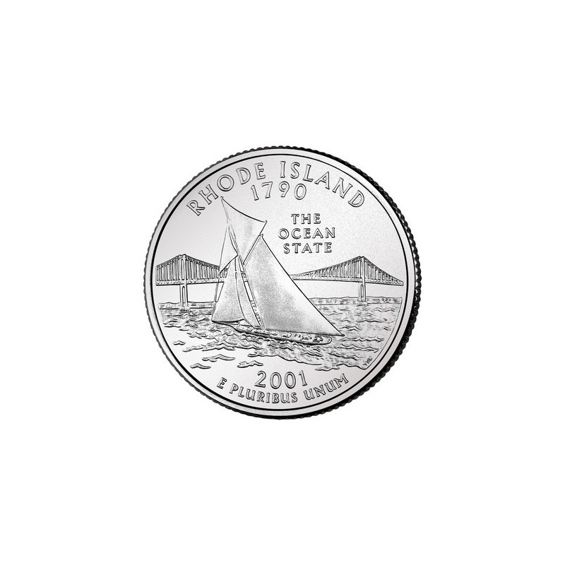 KM 320 U.S.A ¼ Dollar Rhode Island 2001 D UNC