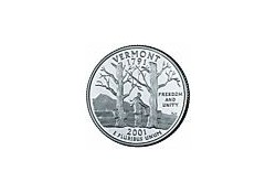 KM 321 U.S.A ¼ Dollar Vermont 2001 P UNC