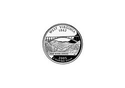 KM 374 U.S.A ¼ Dollar West Virginia 2005 P UNC