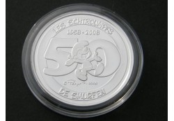 België 2008 5 Euro Zilver 50 jaar Smurfen Proof in dsje & cert