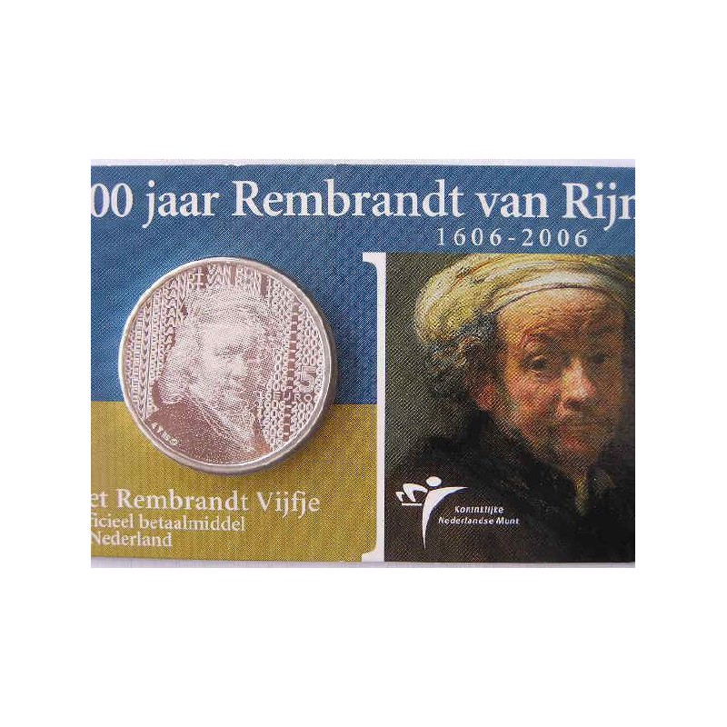 Nederland 2006 5 euro Rembrandt  Unc In Coincard