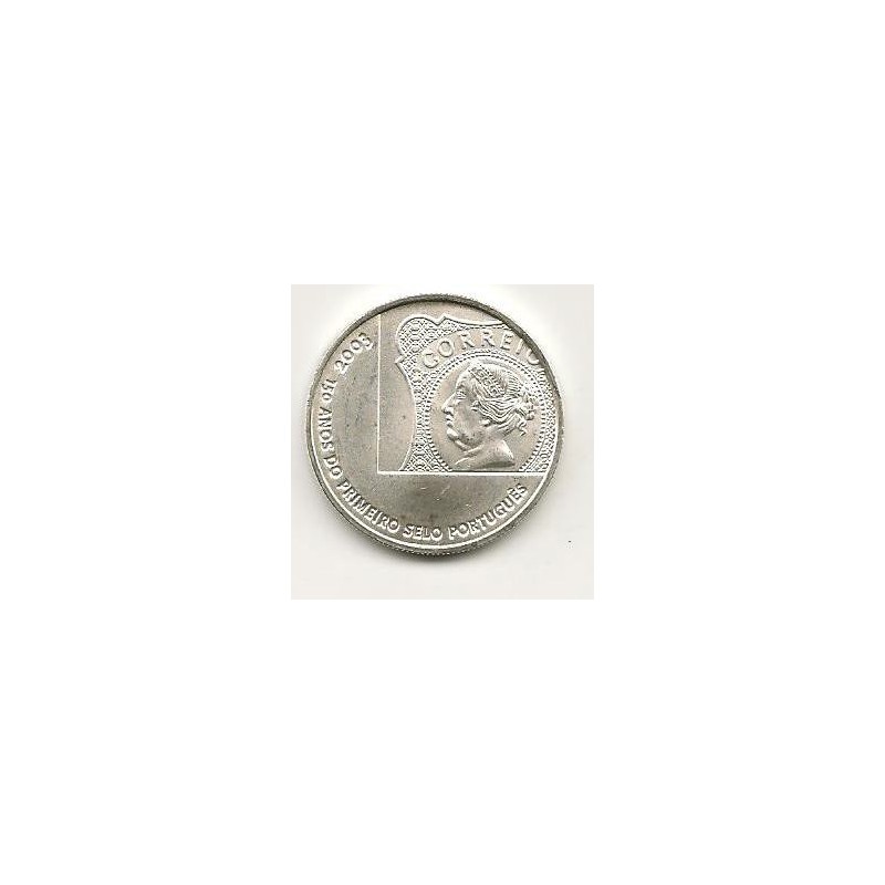 Portugal 2003 5 Euro  Zilver 150 jaar postzegels Unc