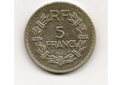 Km 888 Frankrijk 5 frank 1935 Zf+