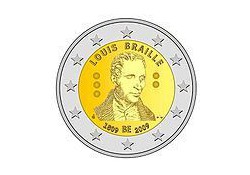 2 Euro België 2009  Louis Braille UNC