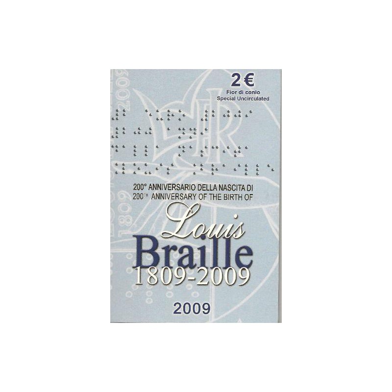 2 Euro Italië 2009 Louis Braille Bu in blister