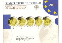 2 Euro Duitsland 2013 serie ADFGJ  Elysée verdrag Proof