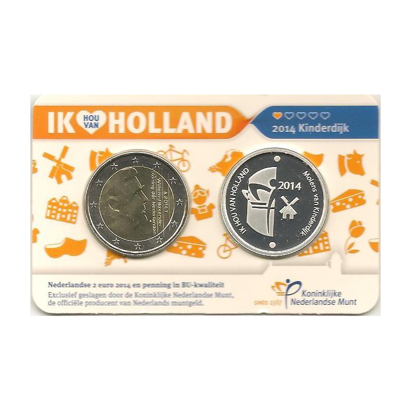 Nederland 2014 2 Euro Holand coin Fair in coincard met Zilveren